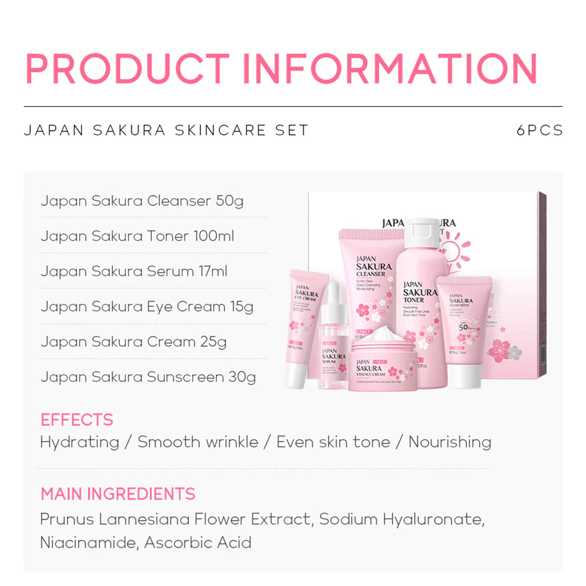 Sweet Kiss – Japanese Sakura Skincare Set (4-Piece Glow Ritual)